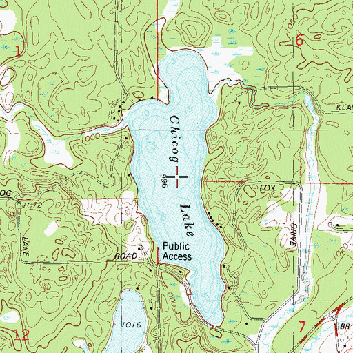 Topographic Map of Chicog Lake, WI