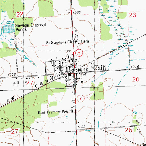 Topographic Map of Chili, WI