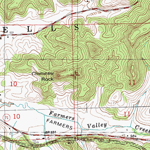 Topographic Map of Chimney Rock, WI