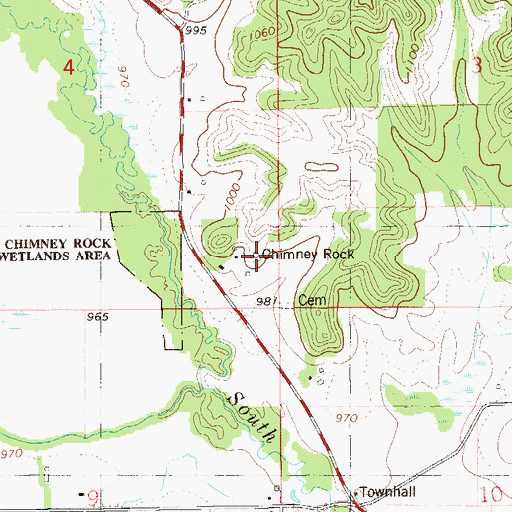Topographic Map of Chimney Rock, WI