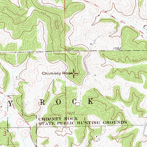 Topographic Map of Chimney Rock, WI