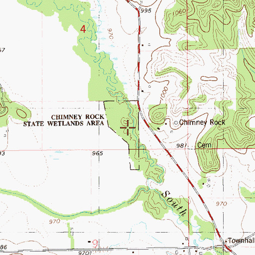 Topographic Map of Chimney Rock State Wetlands Area, WI