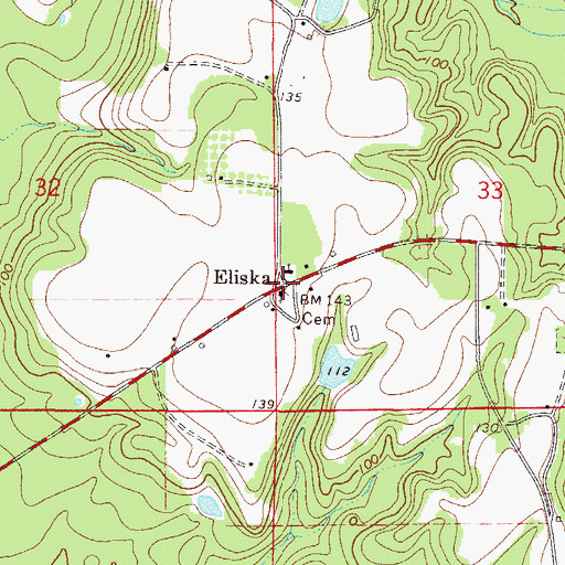Topographic Map of Eliska, AL