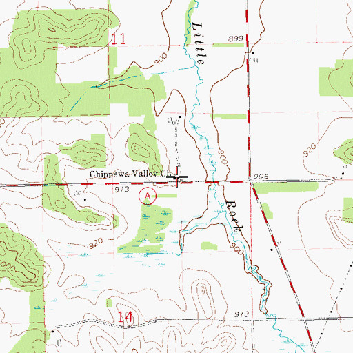 Topographic Map of Chippewa Valley Church, WI