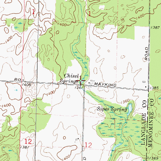 Topographic Map of Chisel Springs, WI