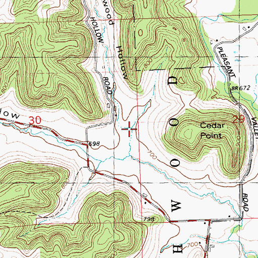 Topographic Map of Chitwood Hollow, WI