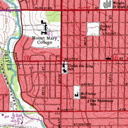 Topographic Map of Christ King School, WI