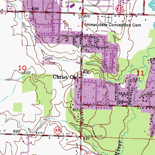 Topographic Map of Christ Church, WI
