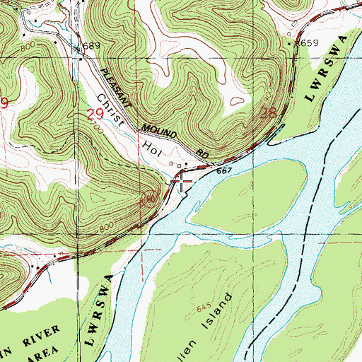 Topographic Map of Christ Hollow, WI