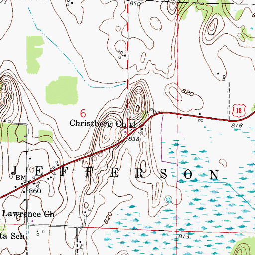 Topographic Map of Christberg Church, WI