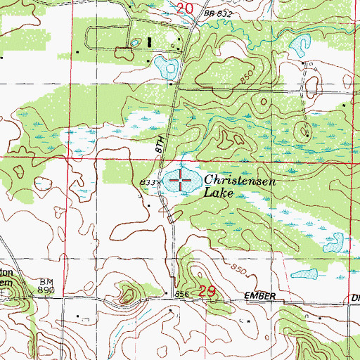 Topographic Map of Christensen Lake, WI