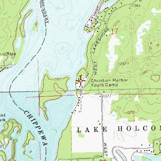 Topographic Map of Christian Harbor Youth Camp, WI