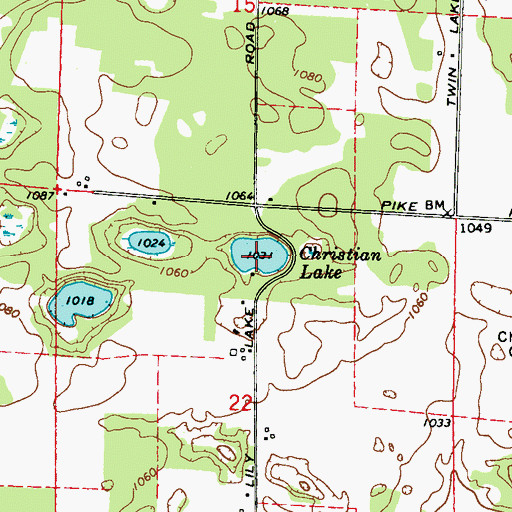 Topographic Map of Christian Lake, WI