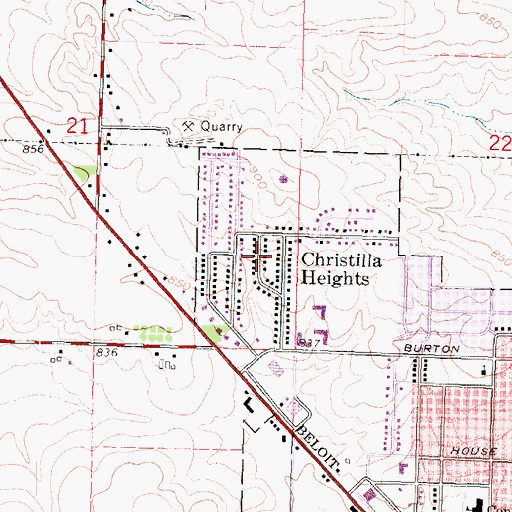 Topographic Map of Christilla Heights, WI