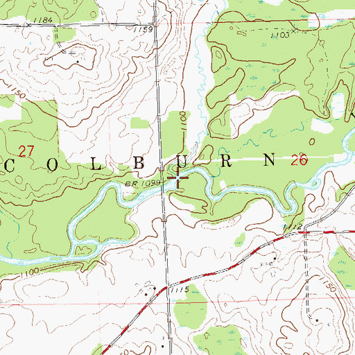 Topographic Map of Christmas Creek, WI