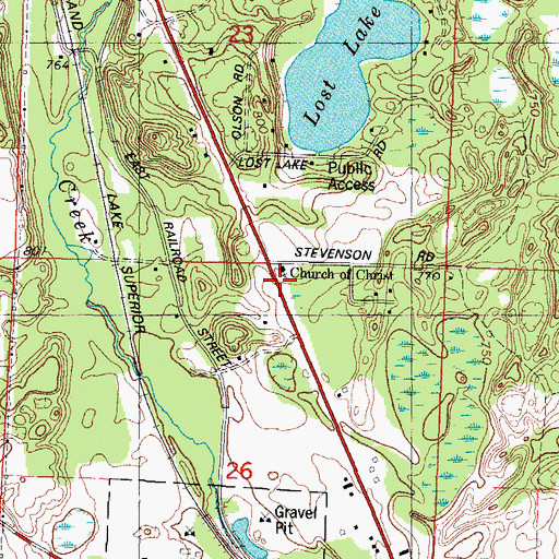 Topographic Map of Church of Christ, WI