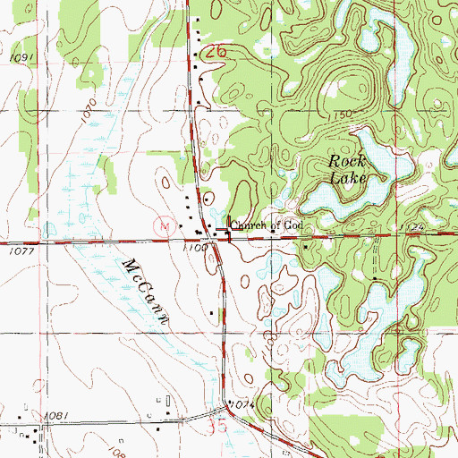 Topographic Map of Church of God, WI