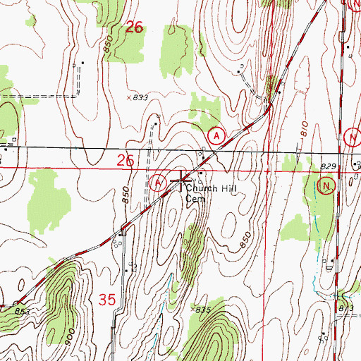 Topographic Map of German Methodist Cemetery, WI