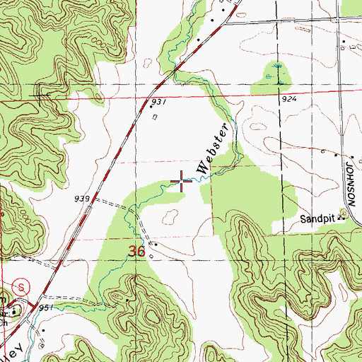 Topographic Map of Church Valley, WI