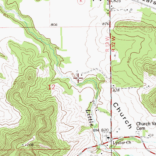 Topographic Map of Church Valley, WI