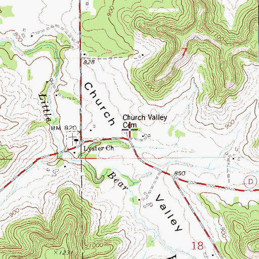 Topographic Map of Church Valley Cemetery, WI