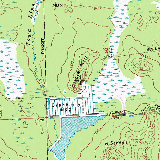 Topographic Map of Circle Hill, WI