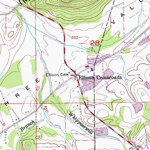 Topographic Map of Ellison Crossroads, AL
