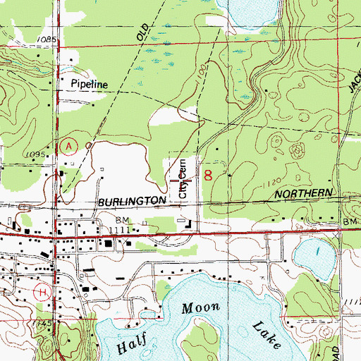 Topographic Map of Iron River City Cemetery, WI