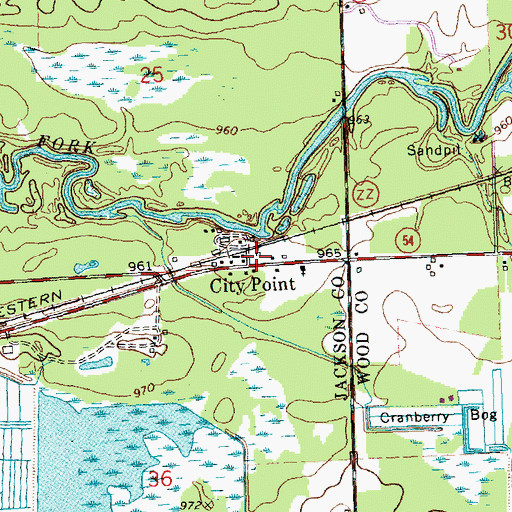 Topographic Map of City Point, WI