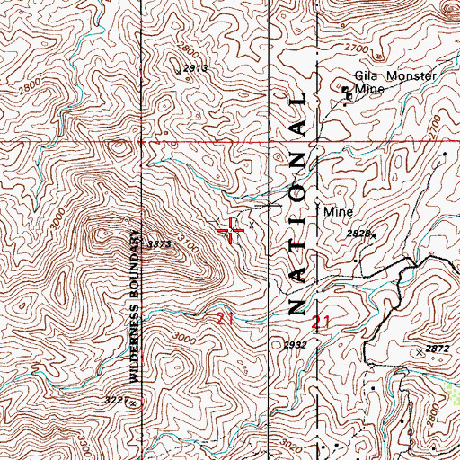 Topographic Map of Thunderbird Mine, AZ