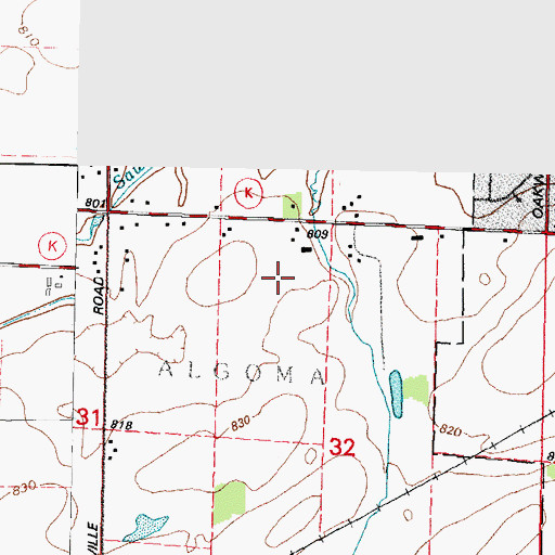 Topographic Map of Clairville School (historical), WI