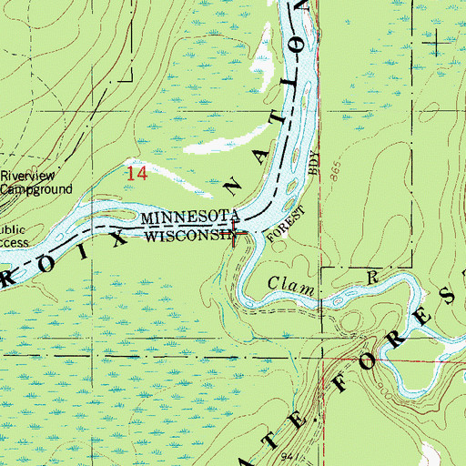 Topographic Map of Clam River, WI