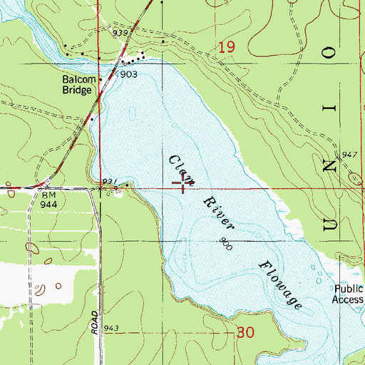 Topographic Map of Clam River Flowage, WI