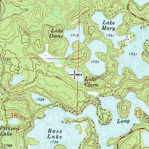 Topographic Map of Lake Clara, WI