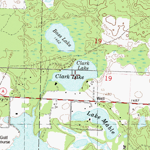 Topographic Map of Clark Lake, WI