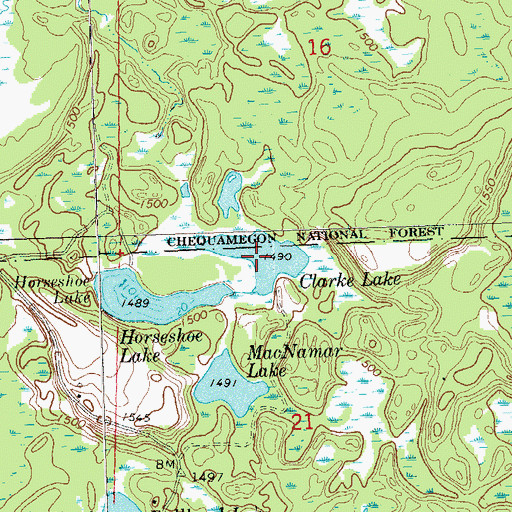 Topographic Map of Clarke Lake, WI
