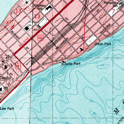 Topographic Map of Clarke Park, WI
