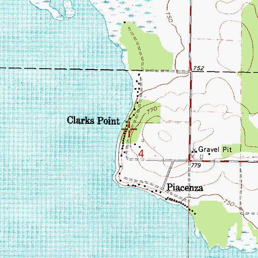 Topographic Map of Clarks Point, WI