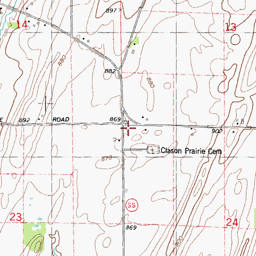 Topographic Map of Clason Prairie School (historical), WI