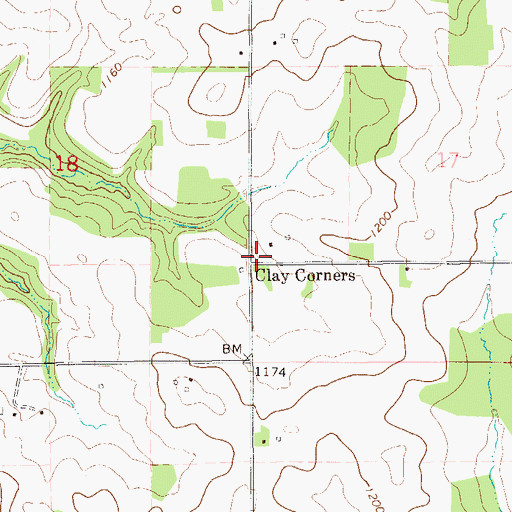 Topographic Map of Clay Corners, WI
