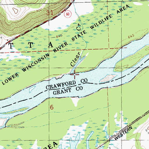 Topographic Map of Clear Creek, WI