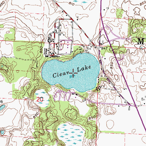 Topographic Map of Clear Lake, WI