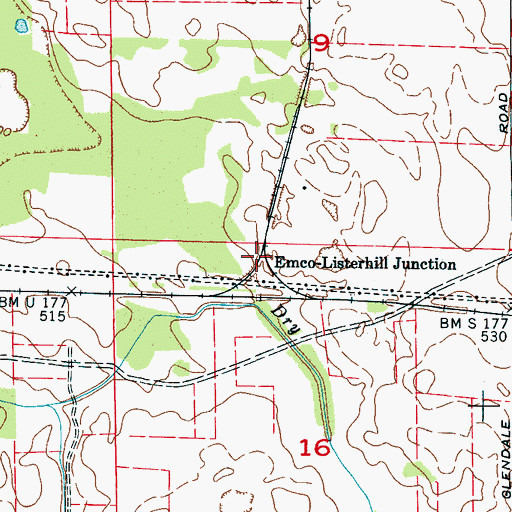Topographic Map of Emco-Listerhill Junction, AL