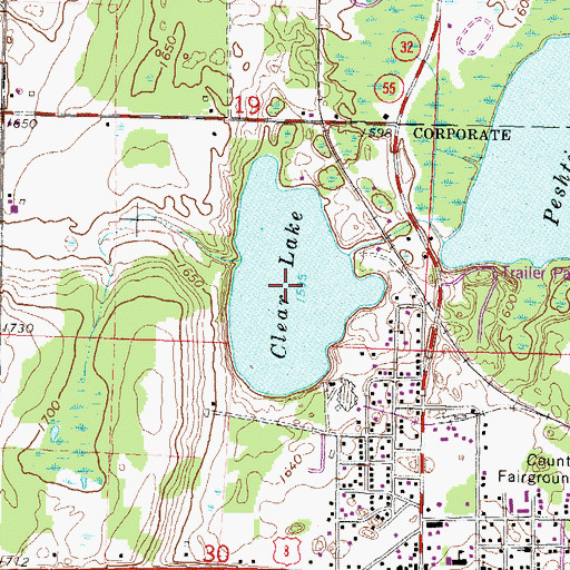 Topographic Map of Clear Lake, WI