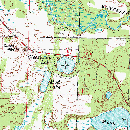 Topographic Map of Clearwater Lake, WI