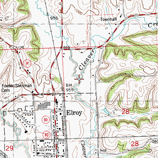 Topographic Map of Cleaver Creek, WI