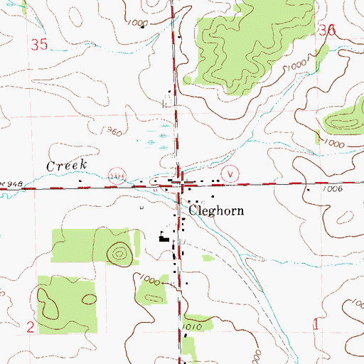 Topographic Map of Cleghorn, WI