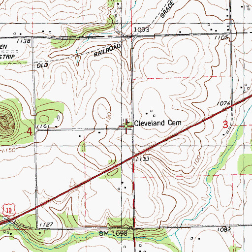 Topographic Map of Cleveland Cemetery, WI
