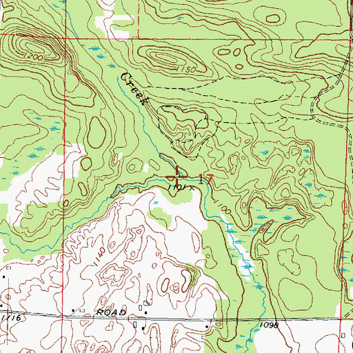 Topographic Map of Cleveland Creek, WI