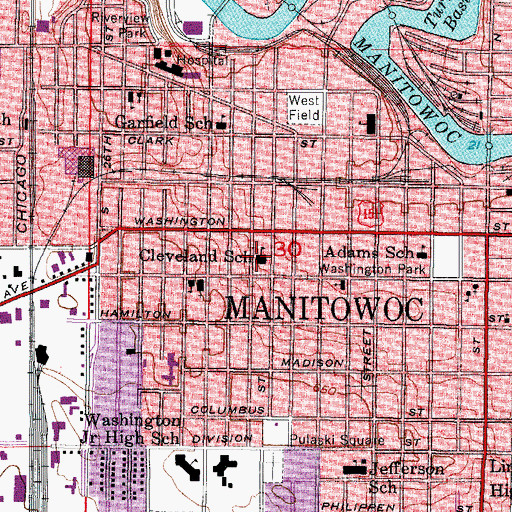 Topographic Map of Empire Beauty School Manitowoc, WI
